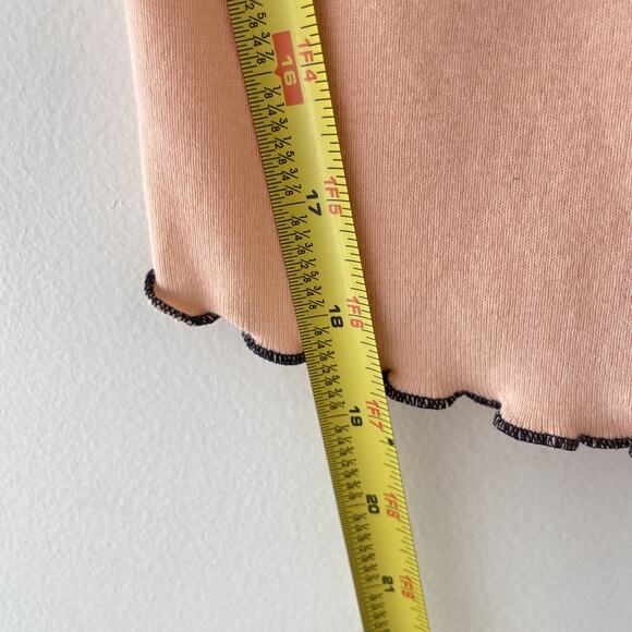 Y2K Baby Tee Lettuce Hem St. Maarten Top Peach Ruffle Edge Retro Travel Shirt M - Picture 4 of 6